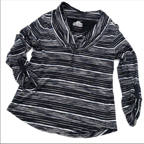 Anthropologie Pilcro & Letterpress Raining Lines Striped Henley Blue Size Medium - Picture 8 of 9